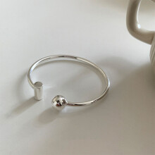 100% Solid 925 Sterling Silver Metal Strip Ball Bracelet for Women Men Vintage Hasp Bracelet Birthday Gift S-B451