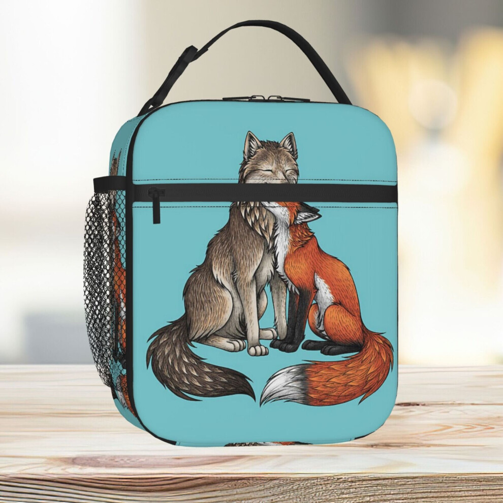 Lunch Bag Wolf Fox Tote Insulated Cooler Kids School Travel