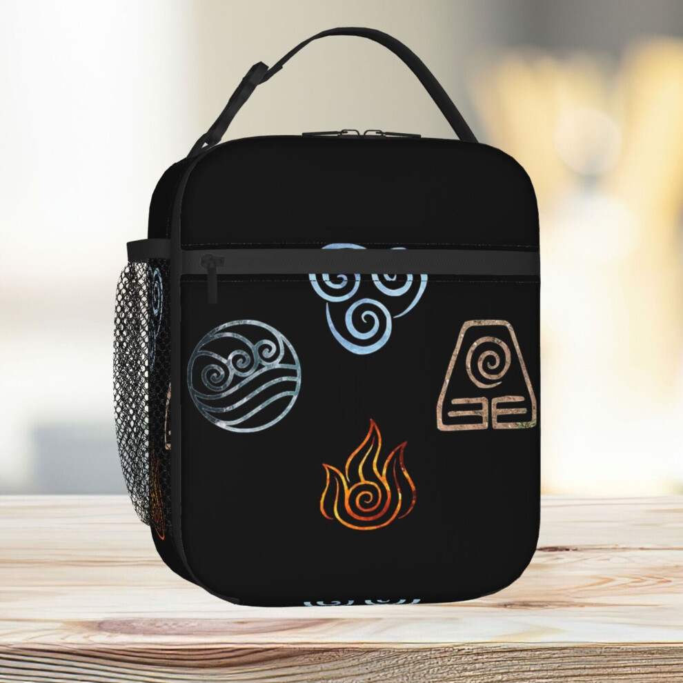 Famgem Lunch Bag The Four Elements Avatar Symbols Tote Insulated Cooler Kids School Travel