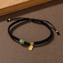 100% S925 Silver Gold-Plated Hetian Jade/Sapphire Lulutong Men and Women Blessing Words Lovers' Jewelry Accessories