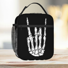 Lunch Bag Skeleton Hand Rocking Heavy Metal Horns Tote Insulated Cooler Kids School Travel