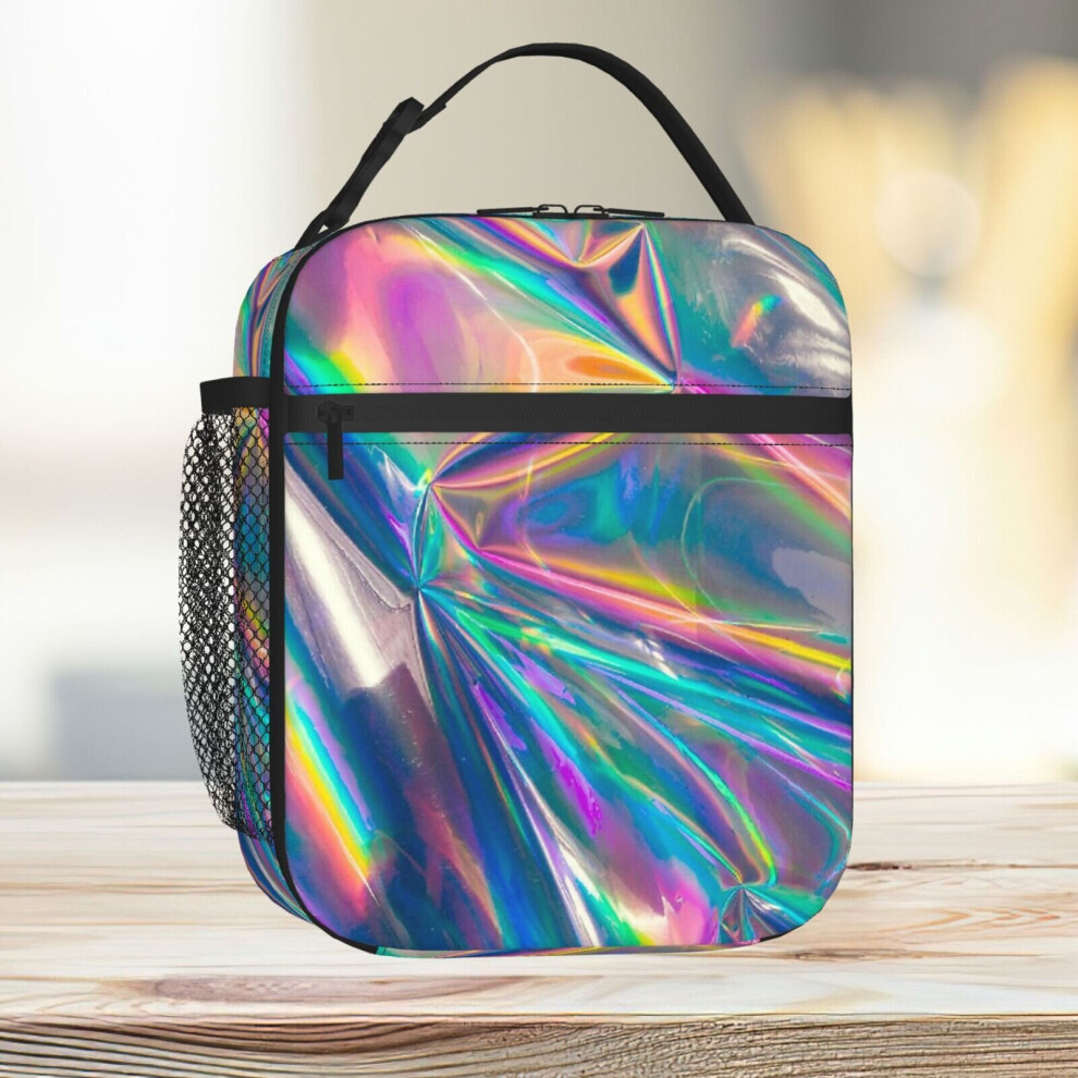 Lunch Bag Holographic Tote Insulated Cooler Kids School Travel