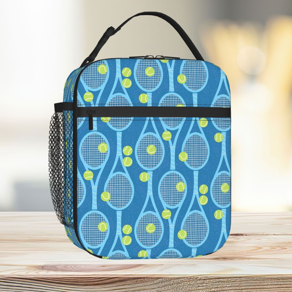 Lunch Bag Feeling Blue Play Tennis! Tote Insulated Cooler Kids School Travel