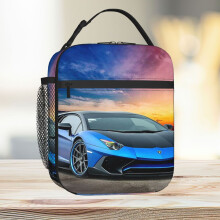 Lunch Bag Lamborghini Aventador Blue Tote Insulated Cooler Kids School Travel