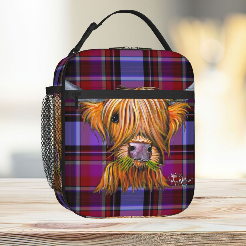 Lunch Bag SCoTTiSH HiGHLaND CoW ' TaRTaN LiTTLe ViKiNG P ' By SHiRLeY MacARTHuR Tote Insulated Cooler Kids School Travel