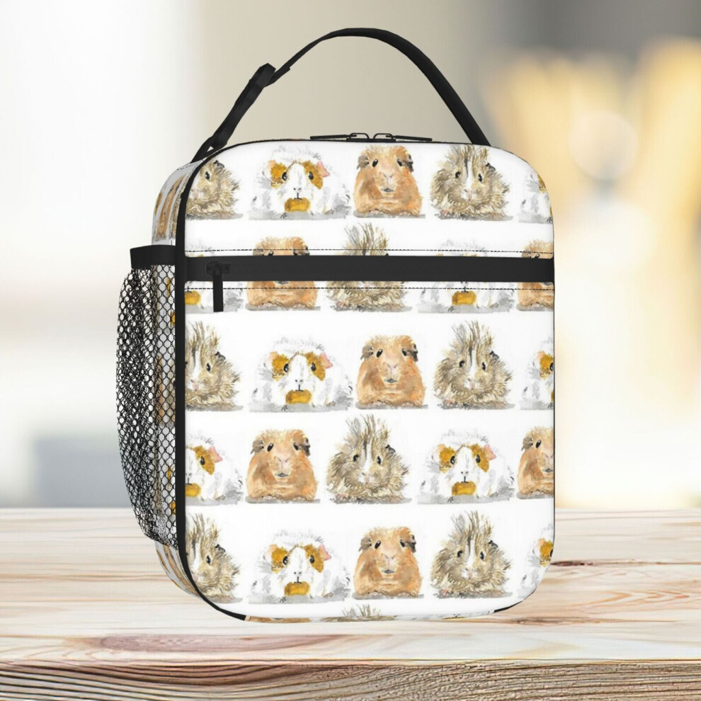 Lunch Bag So Many Guinea Pigs! Watercolour Tote Insulated Cooler Kids School Travel