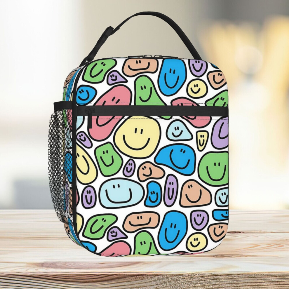 Lunch Bag Smiley Faces Tote Insulated Cooler Kids School Travel