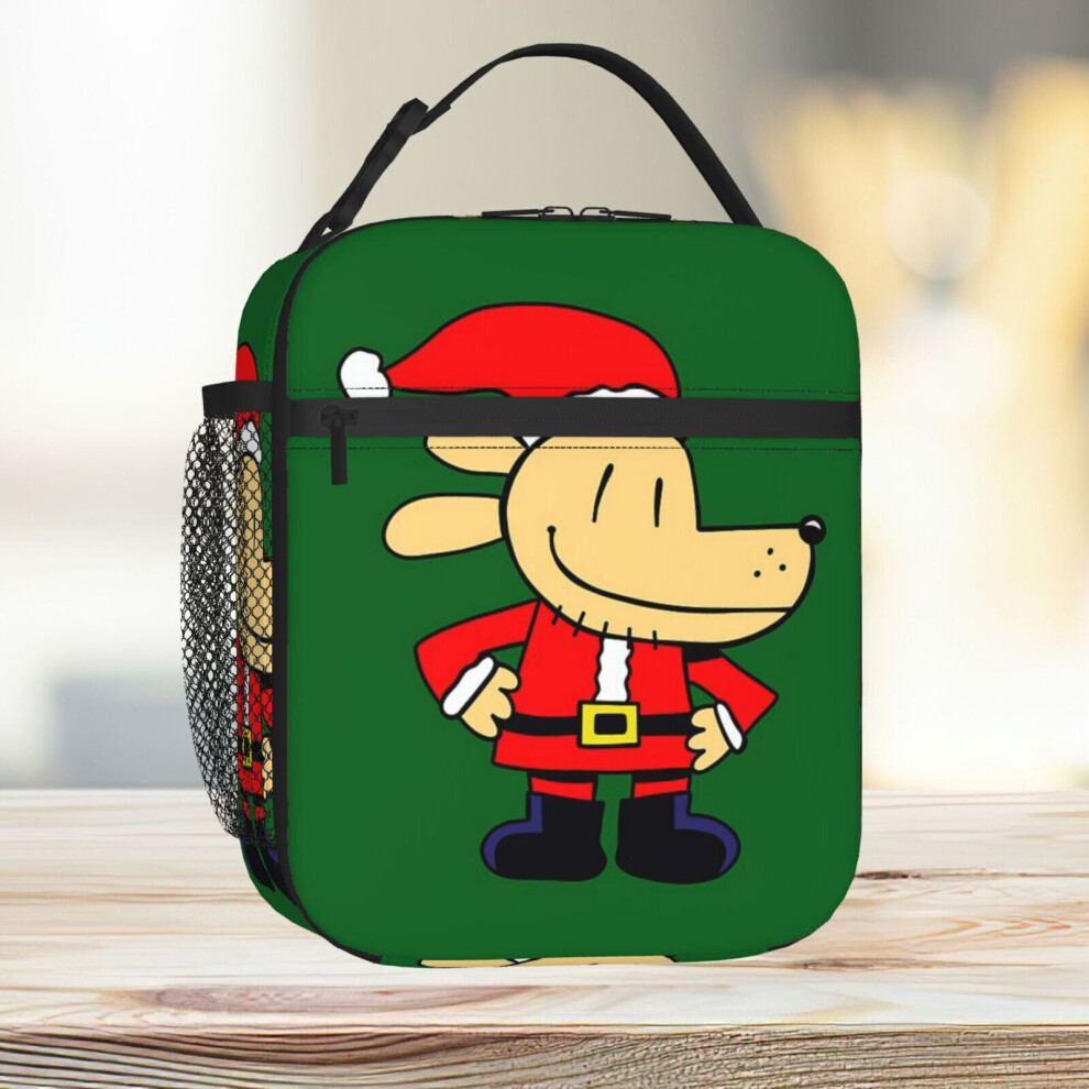 Famgem Dog Man Santa Claus Suit Lunch Bag - Insulated Tote, Kids School Cooler, Fan Art Travel Bag