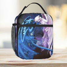 Dragon Heart Lunch Bag: Toothless & Light Fury Starry Dragons Insulated Cooler Tote for Kids, School & Travel