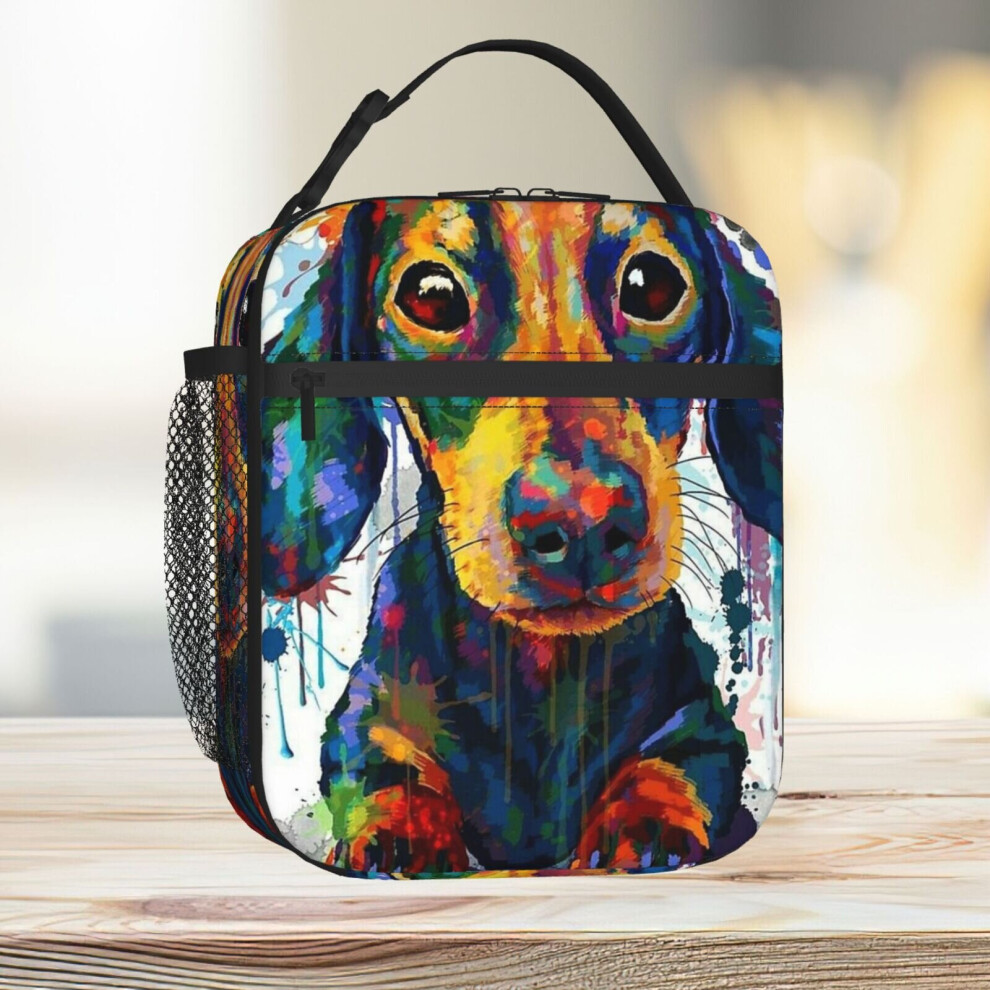 Lunch Bag Dachshund Dog Art Tote Insulated Cooler Kids School Travel