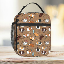 Lunch Bag Guinea Pig Daily To-Do List - Brown Background Tote Insulated Cooler Kids School Travel