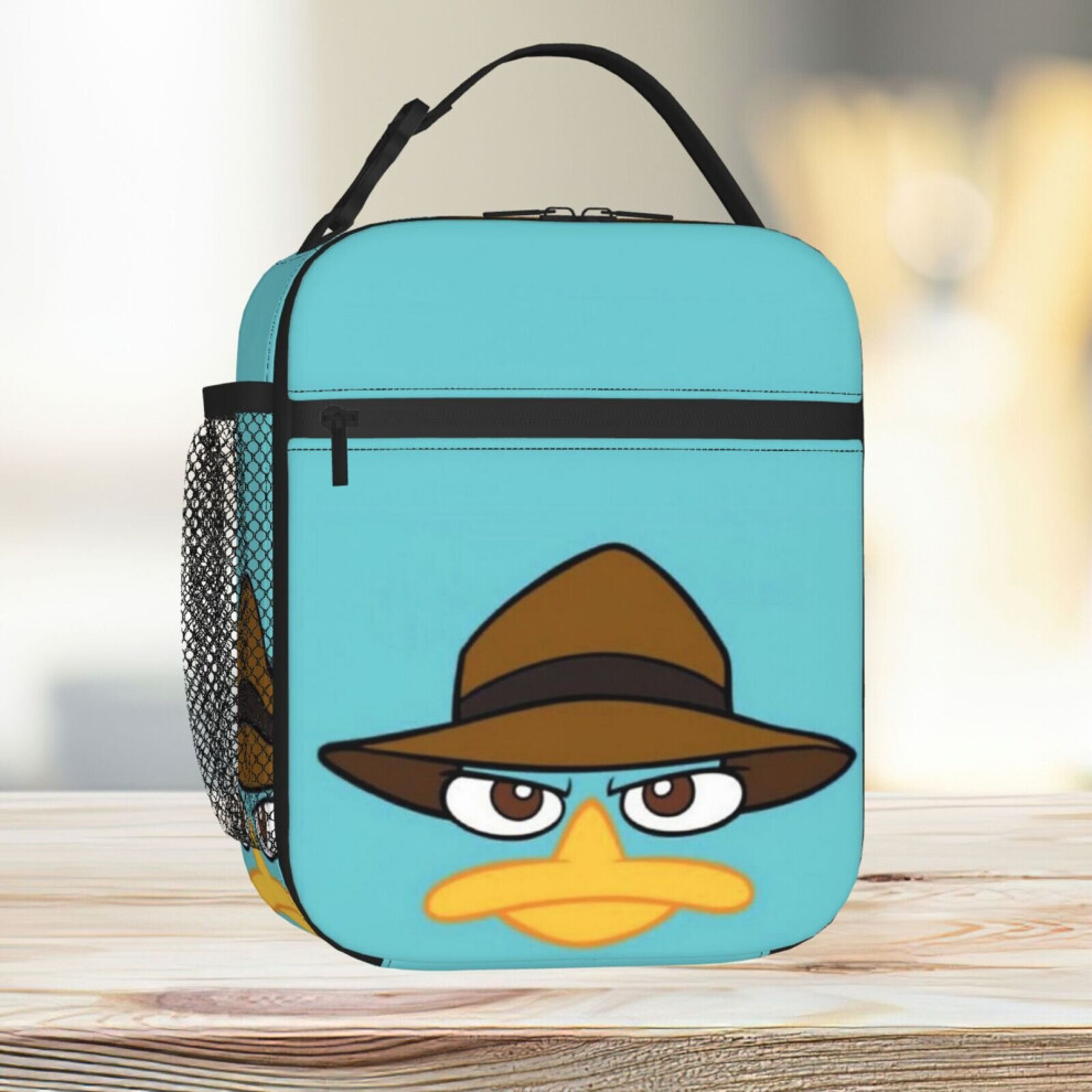Famgem Lunch Bag Perry The Platypus Phineas And Ferb Tote Insulated Cooler Kids School Travel