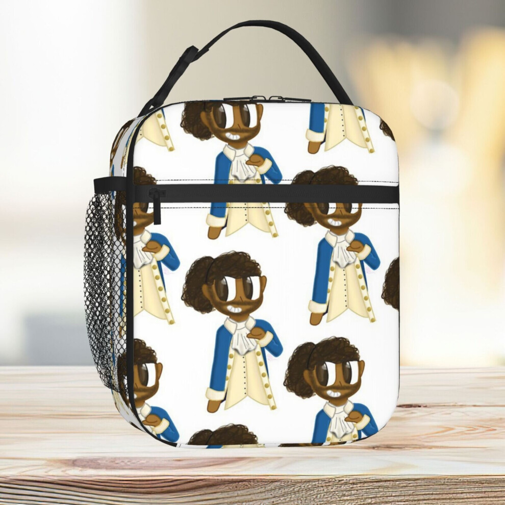 Famgem Lunch Bag Chibi Lafayette Hamilton Musical Fanart Tote Insulated Cooler Kids School Travel