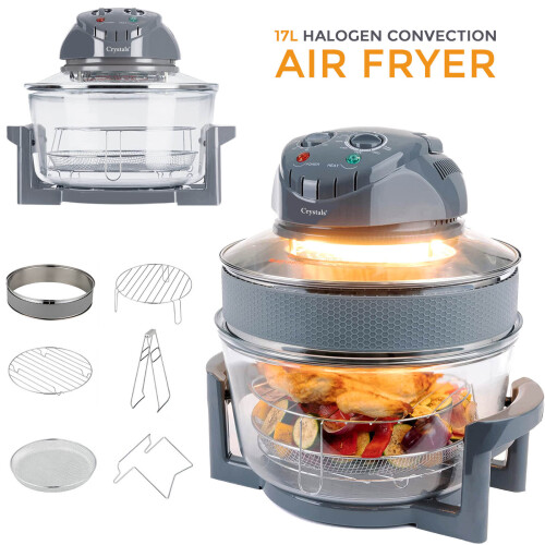 17L Halogen Convection Oven Air Fryer, 1400W, 60-Minute Timer, Extender Ring, Multi-Function Cooker