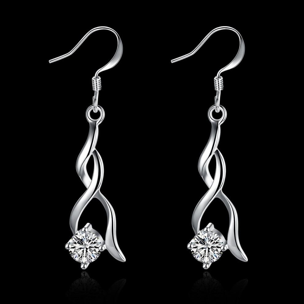 High 925 Sterling Silver Earrings Jewelry Woman Crystal Drop Earrings Christmas Multicoloured
