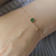 Real 925 Sterling Silver Retro Green Zircon14K Glod Bracelet For Women Fine Jewelry Minimalist Accessories