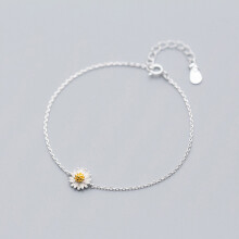 MloveAcc Spring 925 Sterling Silver Daisy Flower Bracelets for Women Adjustable Chain Link Bracelet Jewelry