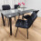 Black Clear Glass Dining Table With 4 Black Tufted Velvet Chairs Set 6