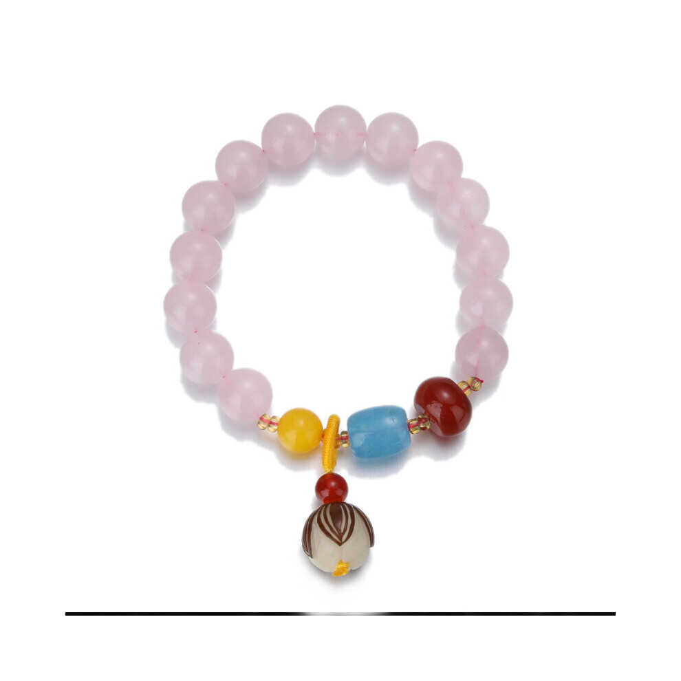 (HS8 Red-18cm) Nasiya Rose Quartz Gemstone Beads Bracelet for Women Charm Bracelet Sweet Pink Crystal Bangles Pendant Jewelry Gift 10MM-image-OPC-PBSDSVF-NEW