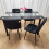Black Clear Glass Dining Table With 4 Black Tufted Velvet Chairs Set 5