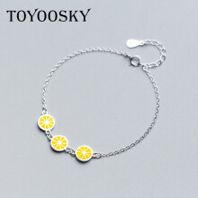 925 Sterling Silver Bracelet Summer Lemon Bracelet Personality Fruit Bracelet Adjustable Chain Jewelry