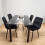 Black Clear Glass Dining Table With 4 Black Tufted Velvet Chairs Set 2