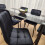Black Clear Glass Dining Table With 6 Black Tufted Velvet Chairs Set 6