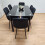 Black Clear Glass Dining Table With 6 Black Tufted Velvet Chairs Set 3