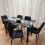 Black Clear Glass Dining Table With 6 Black Tufted Velvet Chairs Set 7