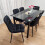 Black Clear Glass Dining Table With 6 Black Tufted Velvet Chairs Set 14
