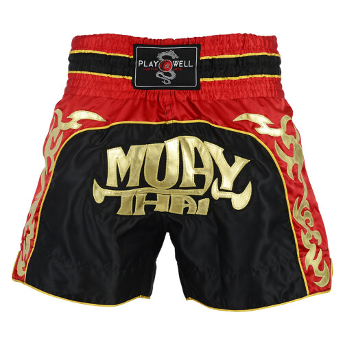 (Medium ) MUAY THAI COMPETITION TRIBAL FIGHT SHORTS - BLACK