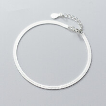 Minimalist Real 925 Sterling Silver Snake Flat Blade Chain Charm Bracelet for Women Party Jewelry Birthday Gift