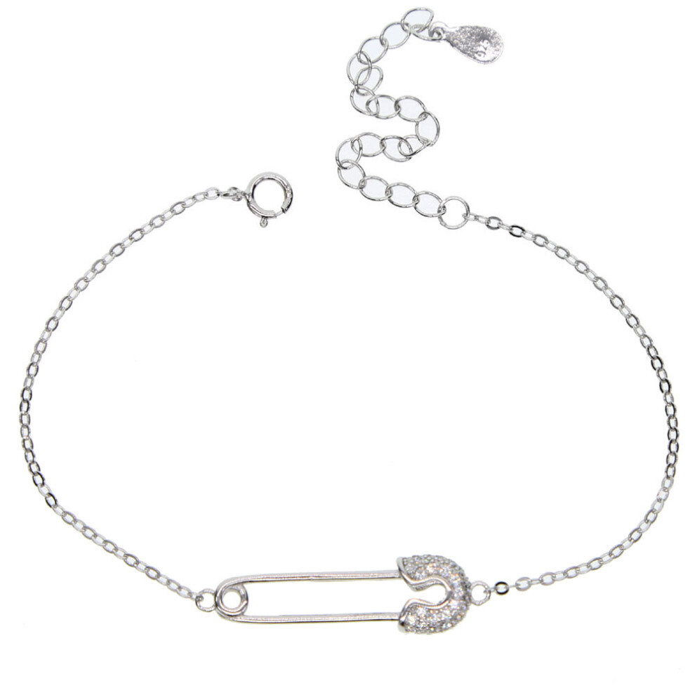 Newest E 925 Sterling Silver Safety Pin Bangles Bracelets For Women Silver Charm Bracelet Jewelry Multicoloured