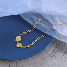 18K Minimalist Hip Hop Boy Pendant Lettering Letter Bracelet Light Lucky Chain Bracelet Bangles Jewelry