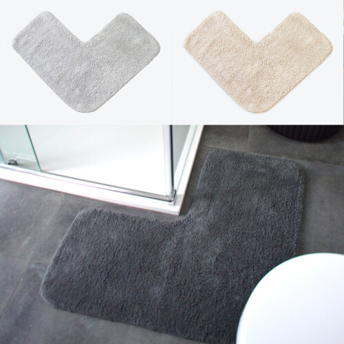 Corner Shower Mat 70 x 35cm, 100 Cotton LShaped Bath Mat on OnBuy