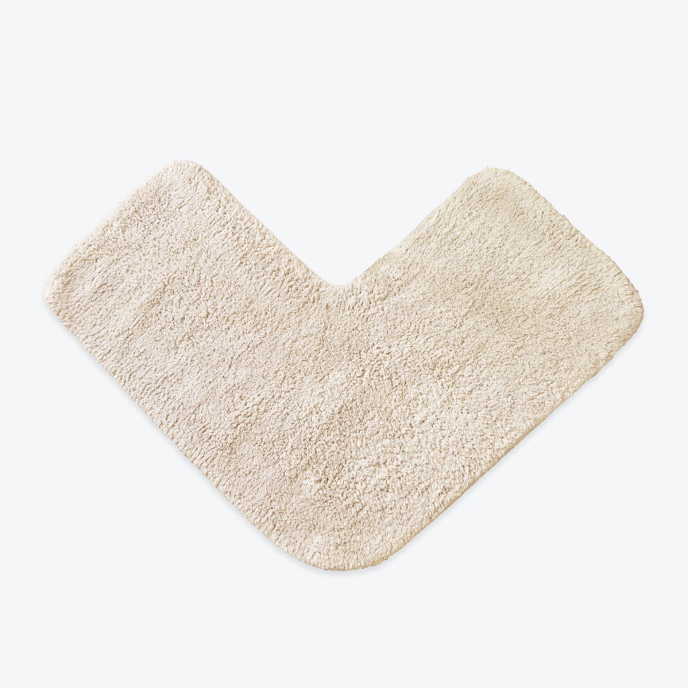 (Stone) Corner Shower Mat 70 x 35cm, 100% Cotton L-Shaped Bath Mat