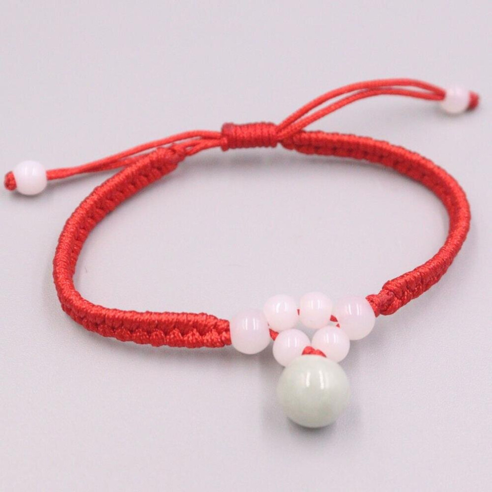 1PCS Real Jade Weave Bracelet For Women Female Lucky Smooth Ball Jade Red Rope Weave Luck Bracelet 16cmL-image-OPC-PBSF5QK-NEW