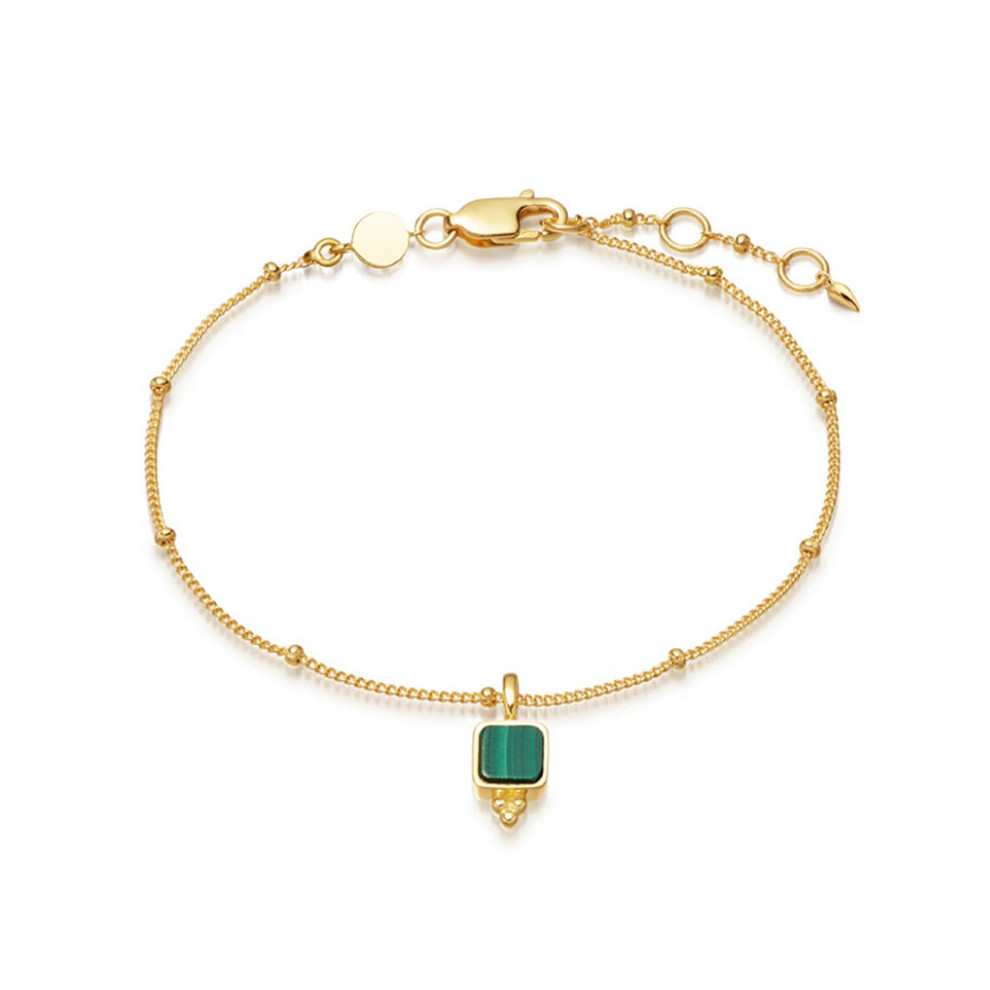 Bracelets 925 Sterling Silver with 18K Plated Crystal Malachite Chains Bracelet for Women Girl Romantic Jewelry-image-OPC-PBSF5PV-NEW