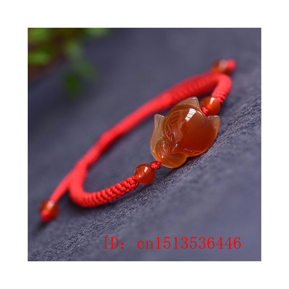 Chinese Natural Pink Red Yellow Agate Chalcedony Jade Fox Elastic Bracelet Jewellery Hand-Carved Relax Healing Women Gift Amulet-image-OPC-PBSF6KN-NEW