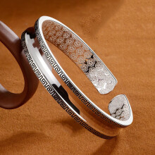 S999 Sterling Silver Jewelry Concave Back Ladies Couple Bangle Retro Personality Opening Men's Charm Jewelry Gift