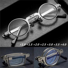 (2.5(Round)) Folding Reading Glasses Anti Fatigue Blue Light
