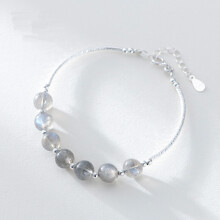 Natural Moonstone Beads 925 Sterling Silver Strand Bracelet for Girls Women's Bracelets & Bangles Fine Jewelry YBR210