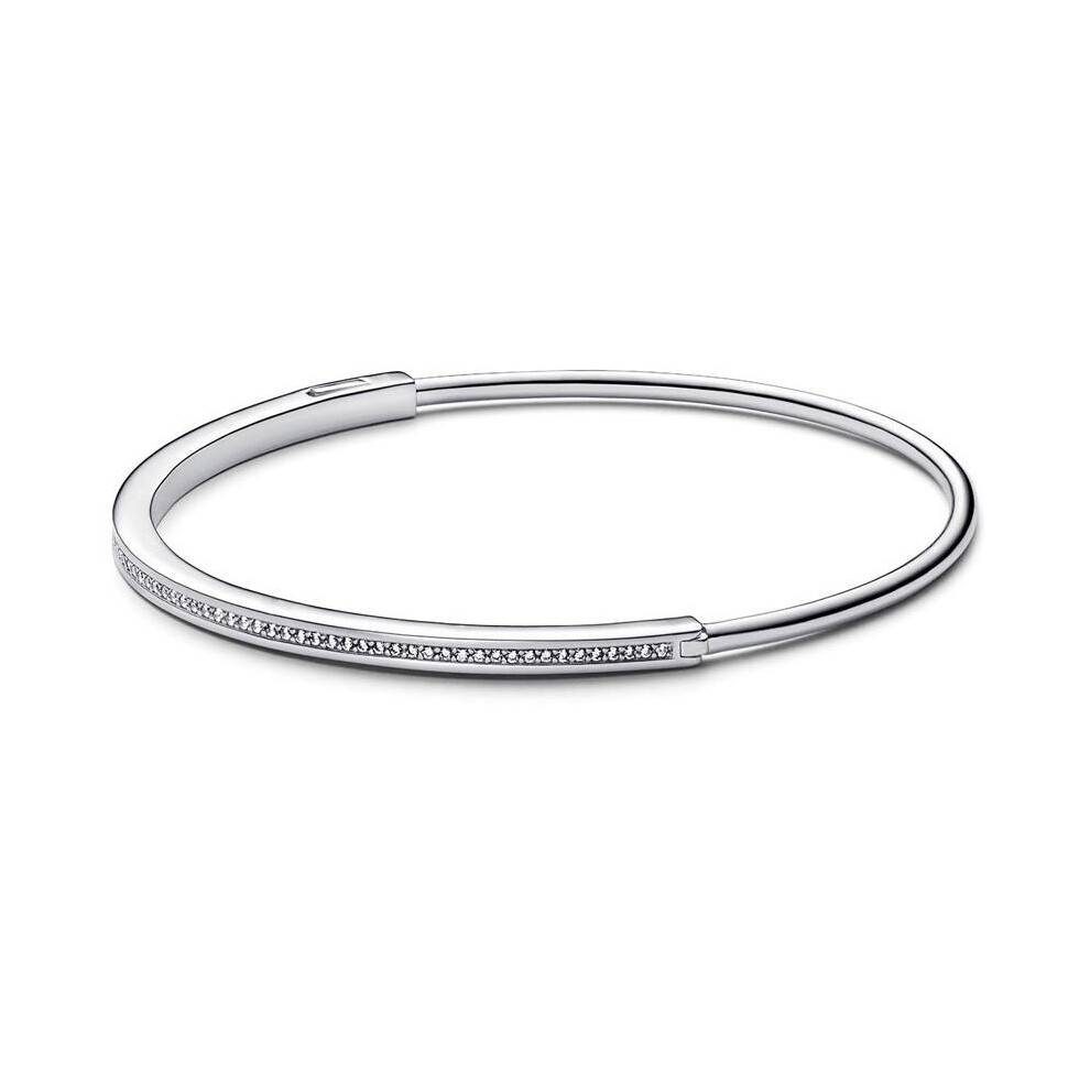 925 Sterling Silver Moments Signature I-D With Crystal Pave Bracelet Bangle Fit Bead Charm Diy Jewelry