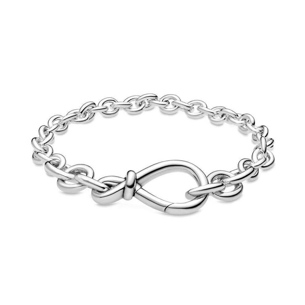 925 Sterling Silver Moments Chunky Infinity Knot Chain Bracelet Bangle Fit Bead Charm Diy Jewelry Multicoloured