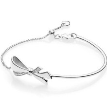 925 Sterling Silver Moments Brilliant Bow Ball Clasp Adjust Bracelet Bangle Fit Bead Charm Diy Jewelry
