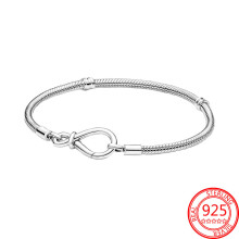 925 Sterling Silver Moments Infinity Knot Bracelet - Snake Chain for Charms Bracelet Women Jewelry