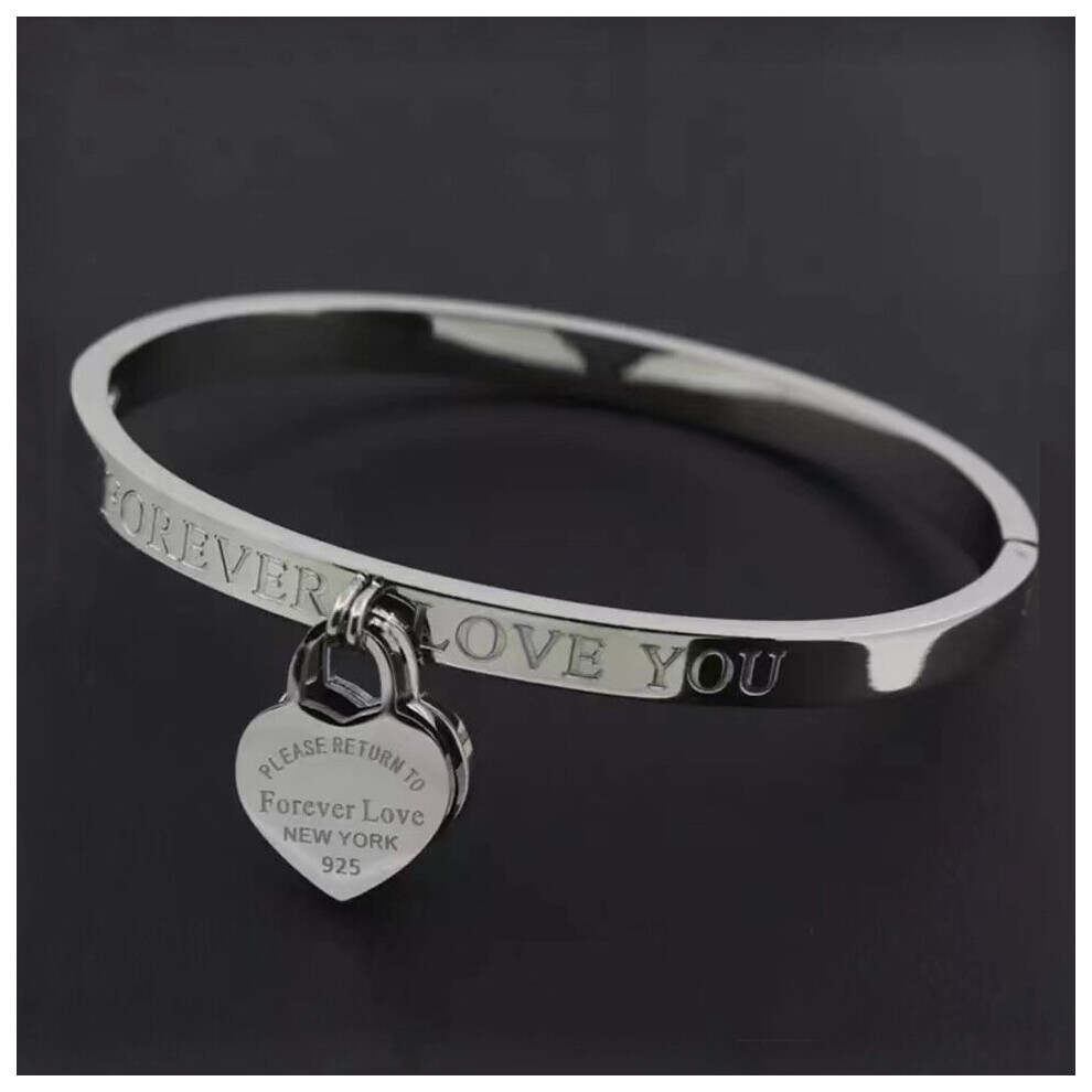 Stainless Steel Jewelry Forever Love Double Heart Bracelet Women's Titanium Steel Rose Woman Man Bracelet