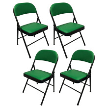 (Green, 4) Artificial Faux Leather Home Office  Folding Chair