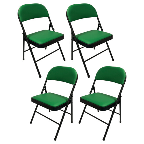 (Green, 4) Artificial Faux Leather Home Office  Folding Chair