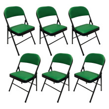 (Green, 6) Artificial Faux Leather Home Office  Folding Chair